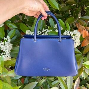 Kate Spade Blue Satchel with Structured Design and Metallic Accents